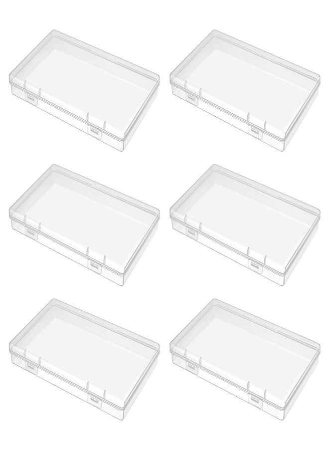 Lemecima 6 Pack Rectangular Clear Plastic Storage Containers Box with Hinged Lid for Beads and Other Small Craft Items (6.9 x 4.2 x 1 inch) - Image 1